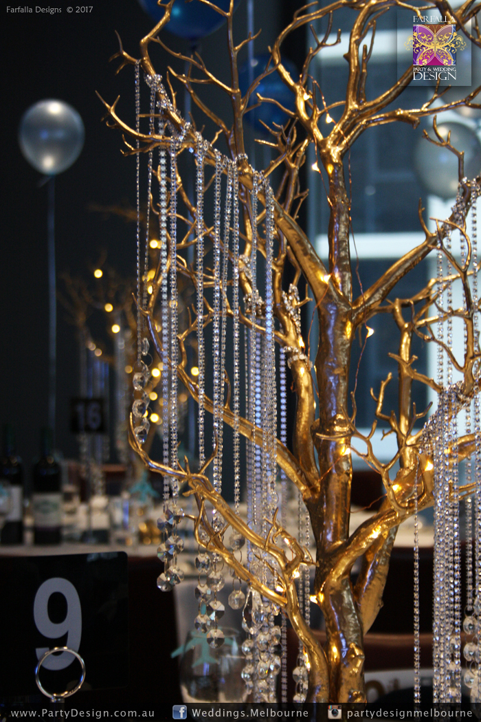 Photo 39.  <b>Gold Crystal Tree Centrepieces with Fairylights</b>